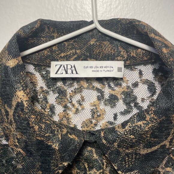 Zara snakeskin lace see through button up shirt - Picture 4 of 4